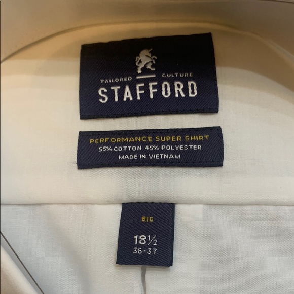 Stafford White Dress Shirt Classic Cotton Blend - Picture 2 of 6